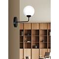 Lahti zwarte eenvoudige wandlamp met wit glas 1x E14