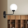 Lahti zwarte eenvoudige wandlamp met wit glas 1x E14