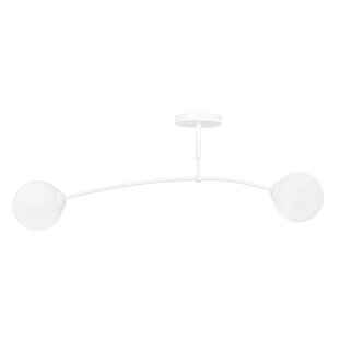 Lahti lampe de plafond courbée blanche avec 2 x E14 ampoule en verre blanc