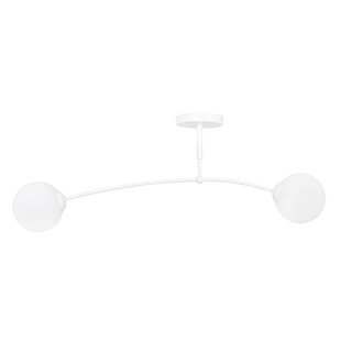 Plafonnier courbé blanc Lahti avec 2 ampoules E14 en verre blanc