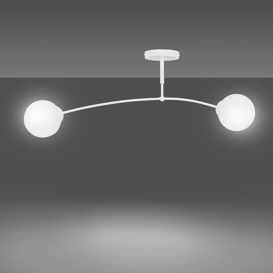 Emibig Emibig Lahti lampe de plafond courbée blanche avec 2 x E14 ampoule en verre blanc - Idéale pour une touche moderne dans votre décoration intérieure