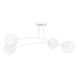 Emibig Lahti lámpara de techo doble curva blanca con 4 x E14 bombilla de vidrio blanco