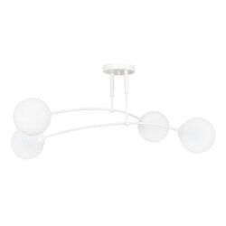 Lahti lámpara de techo doble curva blanca con 4 x E14 bombilla de vidrio blanco