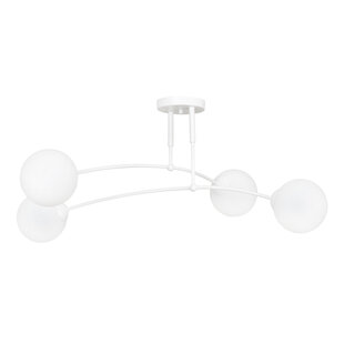Emibig Lahti lampe de plafond double courbée blanche avec 4 x E14 ampoule en verre blanc