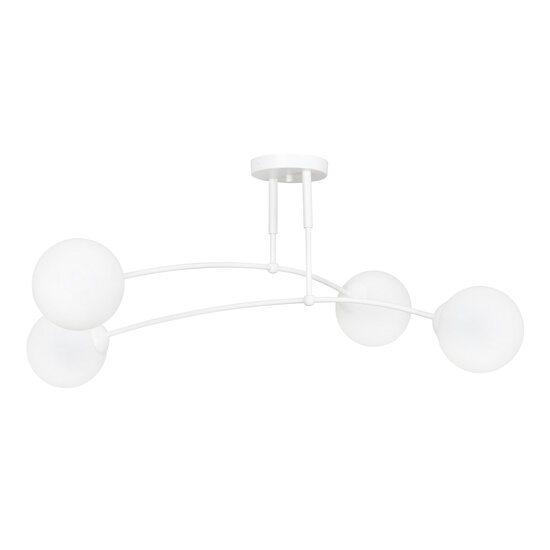 Emibig Emibig Lahti lámpara de techo doble curva blanca con 4 x E14 bombilla de vidrio blanco - Ideal para crear una atmósfera cálida en cualquier habitación