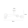 Lámpara de techo Lahti blanca de doble curva con 4 bombillas E14 de cristal blanco