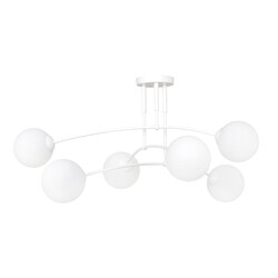 Emibig Lahti witte triple gebogen plafondlamp met 6 x E14 wit glazen bol