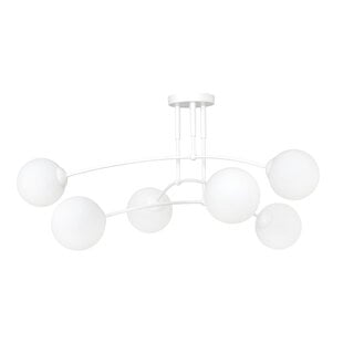 Emibig Lahti witte triple gebogen plafondlamp met 6 x E14 wit glazen bol