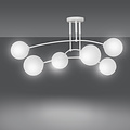 Lahti witte triple gebogen plafondlamp met 6 x E14 wit glazen bol