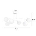 Lahti witte triple gebogen plafondlamp met 6 x E14 wit glazen bol