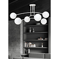 Lahti witte triple gebogen plafondlamp met 6 x E14 wit glazen bol