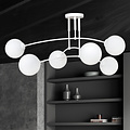 Lahti witte triple gebogen plafondlamp met 6 x E14 wit glazen bol