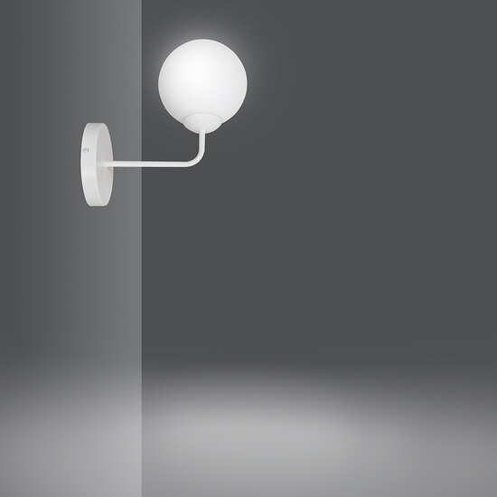 Emibig Emibig Lahti witte eenvoudige wandlamp met wit glas 1x E14 - Perfect voor sfeervolle verlichting in elke ruimte