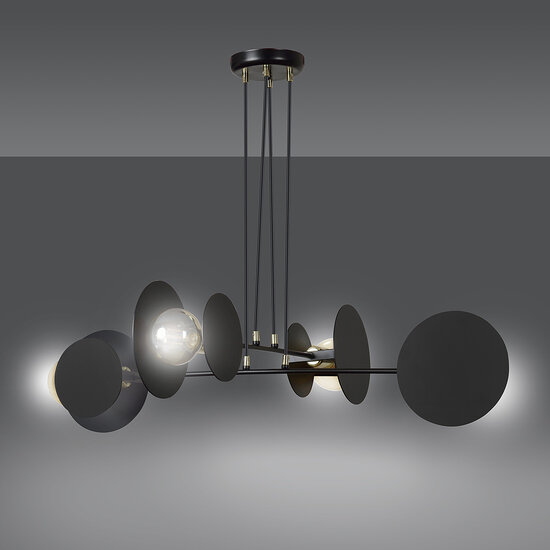 Lampe à suspension Pori noire 4xE27 design