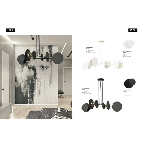 Lampe à suspension Pori noire 4xE27 design