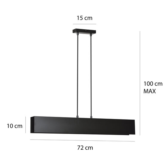 Emibig Emibig Vaasa 3L schwarze Hängeleuchte Balken 3x E27 - Ideal für eine gemütliche Atmosphäre