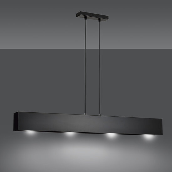 Vaasa 4L zwarte hanglamp balk 4x E27