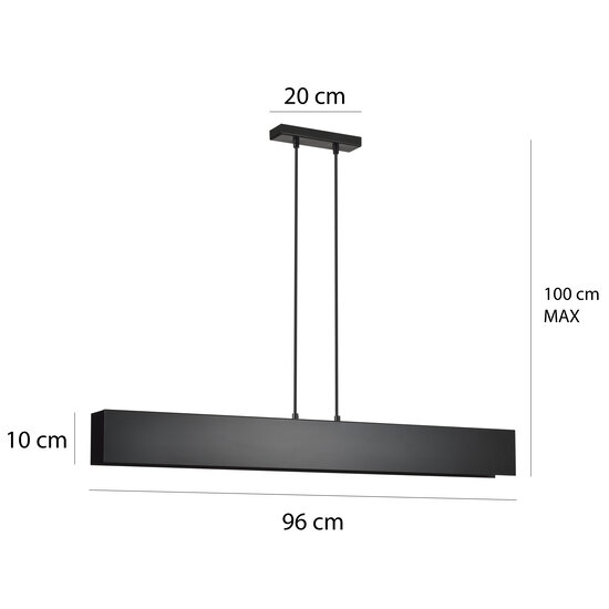 Vaasa 4L zwarte hanglamp balk 4x E27