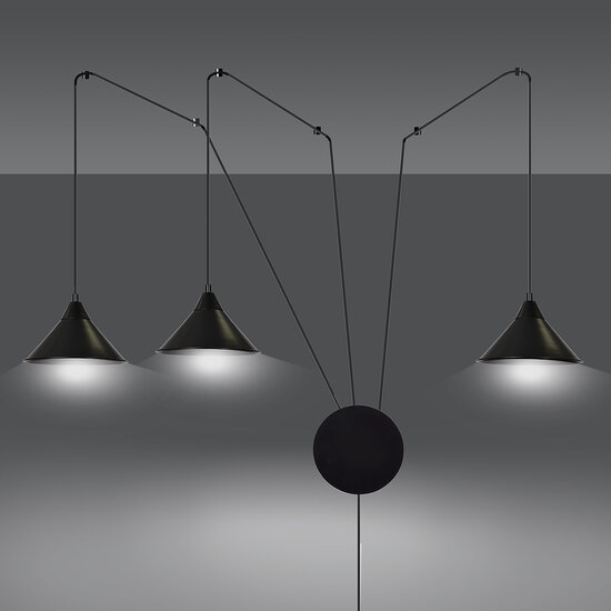 Emibig Emibig Joensuu 3L wandlamp pendellamp zwart 3x E27 - Strakke verlichting voor elke ruimte