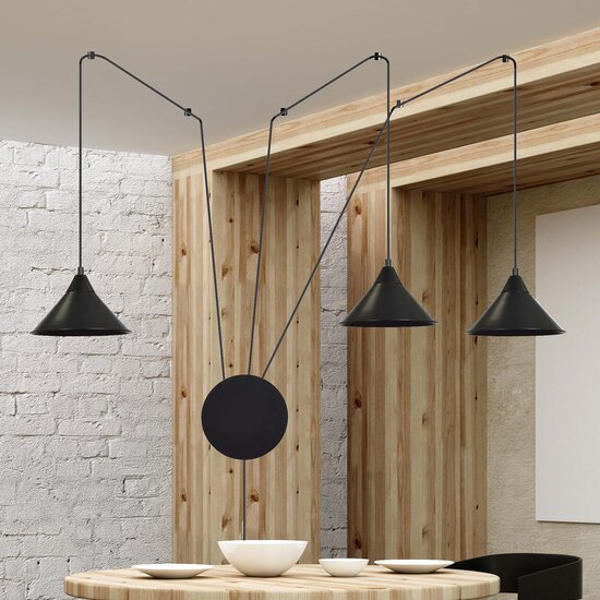 Emibig Emibig Joensuu 3L wandlamp pendellamp zwart 3x E27 - Strakke verlichting voor elke ruimte