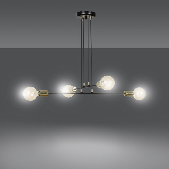 Kotka 4L E27 G95 hanging lamp black with brass