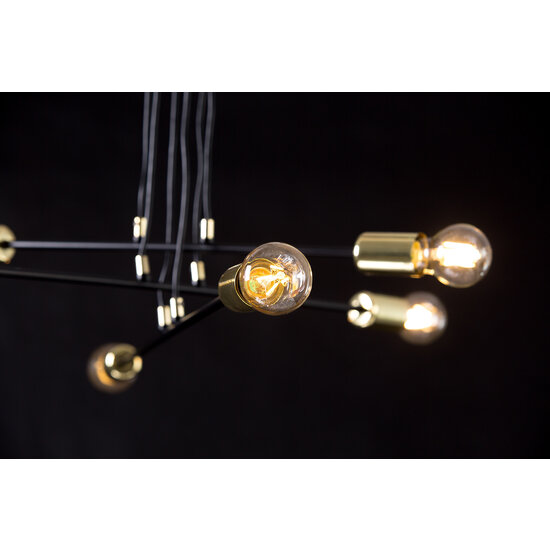 Emibig Emibig Kotka 4L E27 G95 hanglamp zwart met messing - Perfect voor moderne interieurs
