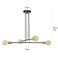Kotka 4L E27 G95 hanging lamp black with brass