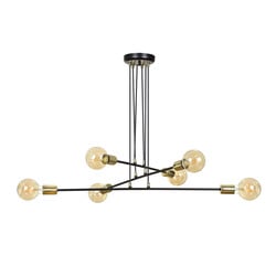 Emibig Kotka 6L E27 G95 lampe suspendue noire avec laiton