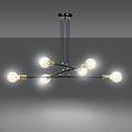 Lampe à suspension Kotka 6L E27 G95 noire avec laiton