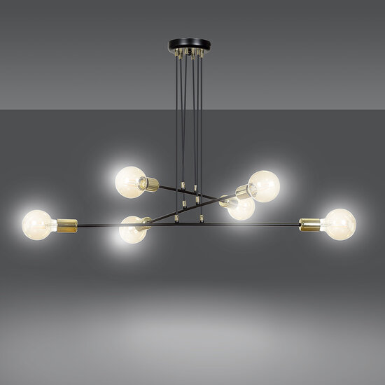 Emibig Emibig Kotka 6L E27 G95 hanging lamp black with brass - Stylish lighting for any interior