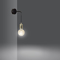 Kotka 1x E27 G95 wandlamp zwart met messing