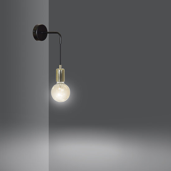 Kotka 1x E27 G95 wandlamp zwart met messing
