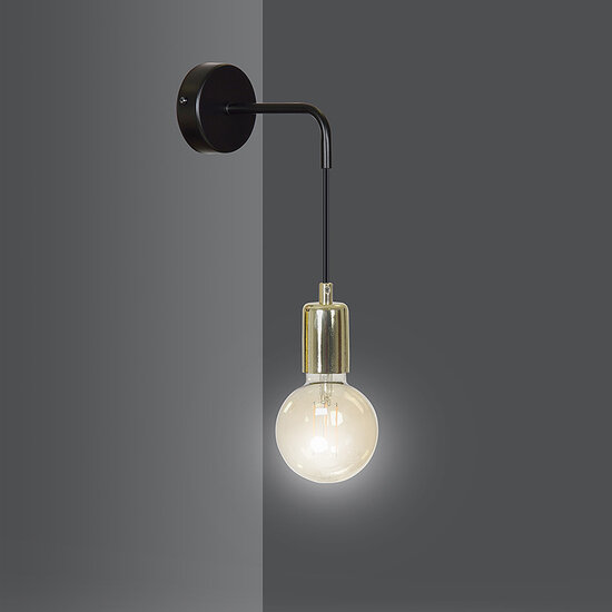 Kotka 1x E27 G95 wandlamp zwart met messing
