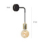 Kotka 1x E27 G95 wall lamp black with brass