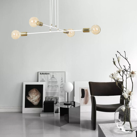 Suspension Kotka blanche avec laiton 4L E27 G95