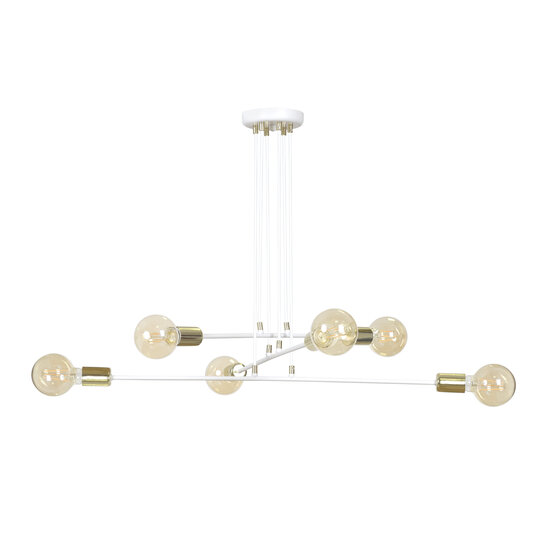 Emibig Emibig Kotka blanca con latón 6L E27 G95 lámpara colgante - Diseño escandinavo para cualquier espacio