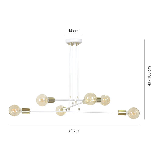 Emibig Emibig Kotka blanche avec laiton 6L E27 G95 lampe suspendue - Design scandinave pour chaque espace