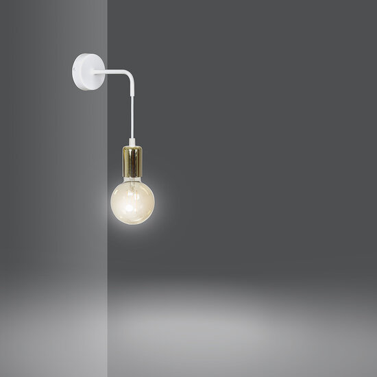 Kotka witte met messing 1x E27 G95 wandlamp