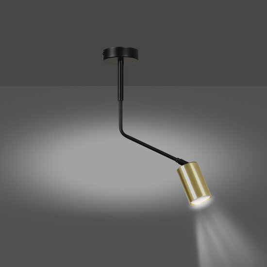 Mikkeli 1x GU10 richtbare hanglamp zwart met goud