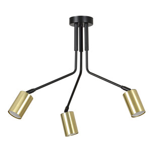 Mikkeli 3x GU10 richtbare hanglamp zwart met goud