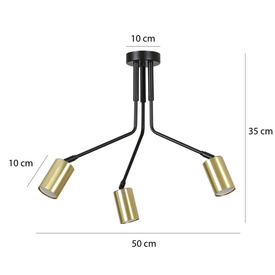 Mikkeli 3x Lampe à suspension orientable GU10 noire avec or