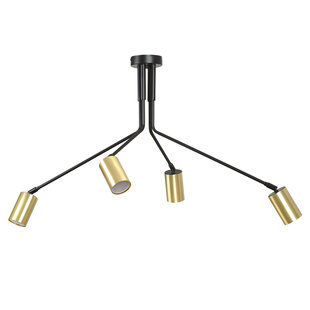 Mikkeli 4x GU10 richtbare hanglamp zwart met goud