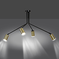 Mikkeli 4x GU10 orientable hanging lamp black with gold