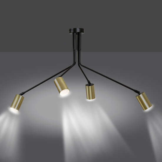 Mikkeli 4x Lampe à suspension orientable GU10 noire avec or