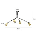 Mikkeli 4x GU10 orientable hanging lamp black with gold
