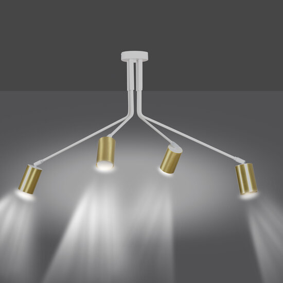 Emibig Emibig Mikkeli 4x GU10 wit en goud richtbare hanglamp - Perfect voor moderne interieurs