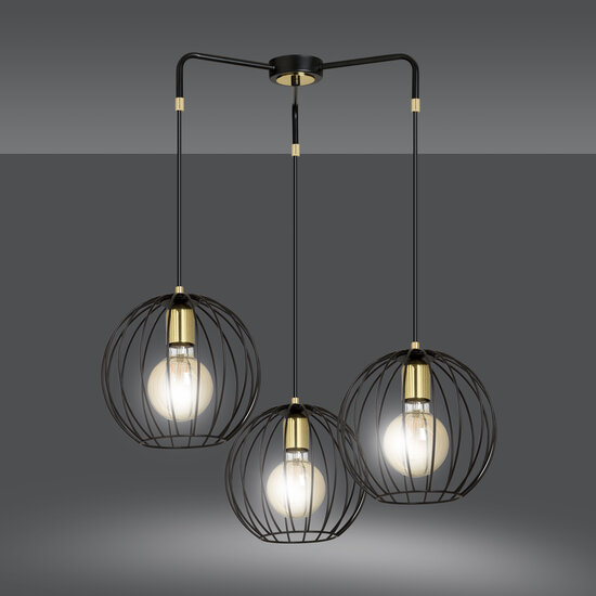 Emibig Emibig Kajaani 3L lampe suspendue noire 3x E27 cage en métal - Idéale pour créer une atmosphère moderne dans n'importe quel espace