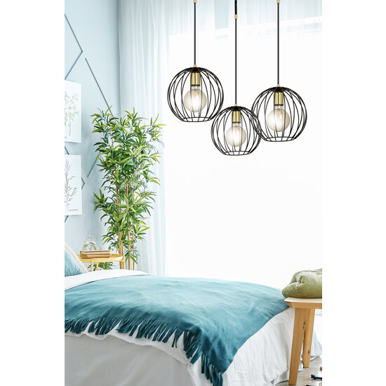 Kajaani 3L black hanging lamp 3x E27 metal cage