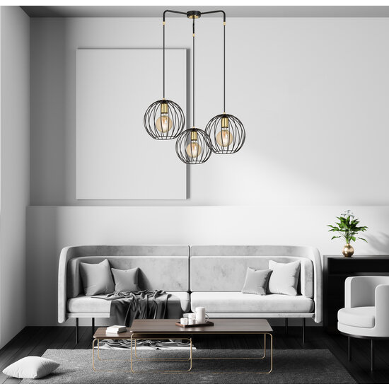 Kajaani 3L zwarte hanglamp 3x E27 metaalkooi