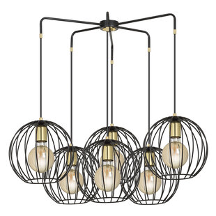 Emibig Kajaani 6L schwarze Hängeleuchte 6x E27 Metallkäfig